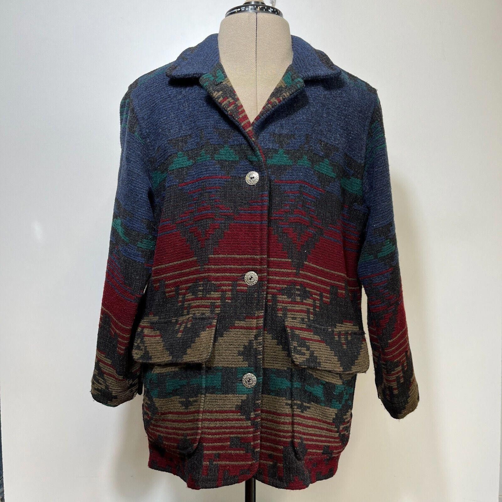 L.L. Bean × Vintage Vintage 90s L.L.Bean Aztec Print Heavy Wool Jacket Size 46/L Size L / US 10 / IT 46 - 1 Thumbnail