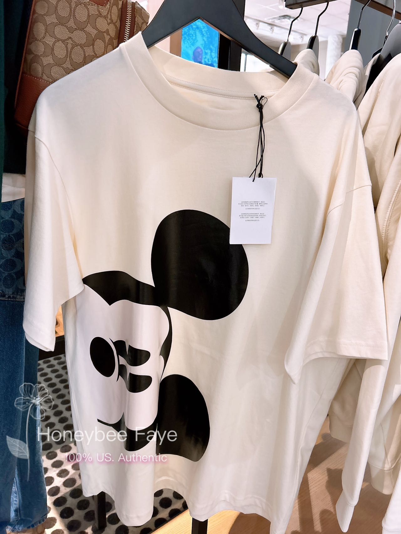 image of Disney X Coach Women's Mickey Mouse Skater T Shirt Cn321 in Cream (Size XS)