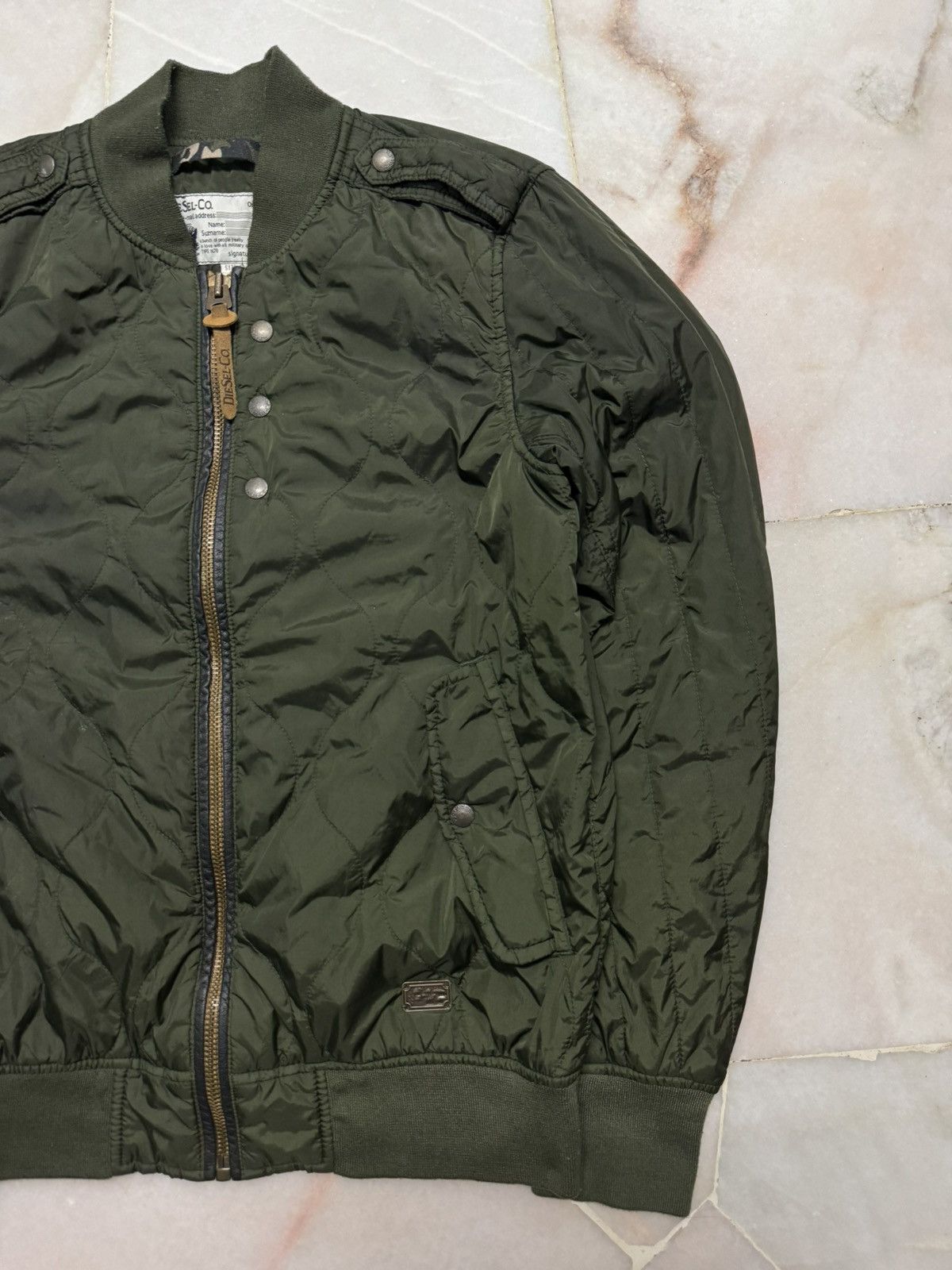 Diesel 💥VINTAGE Y2K DIESEL-CO OLIVE GREEN MILITARY DISTRESS BOMBERS Size US S / EU 44-46 / 1 - 5 Thumbnail