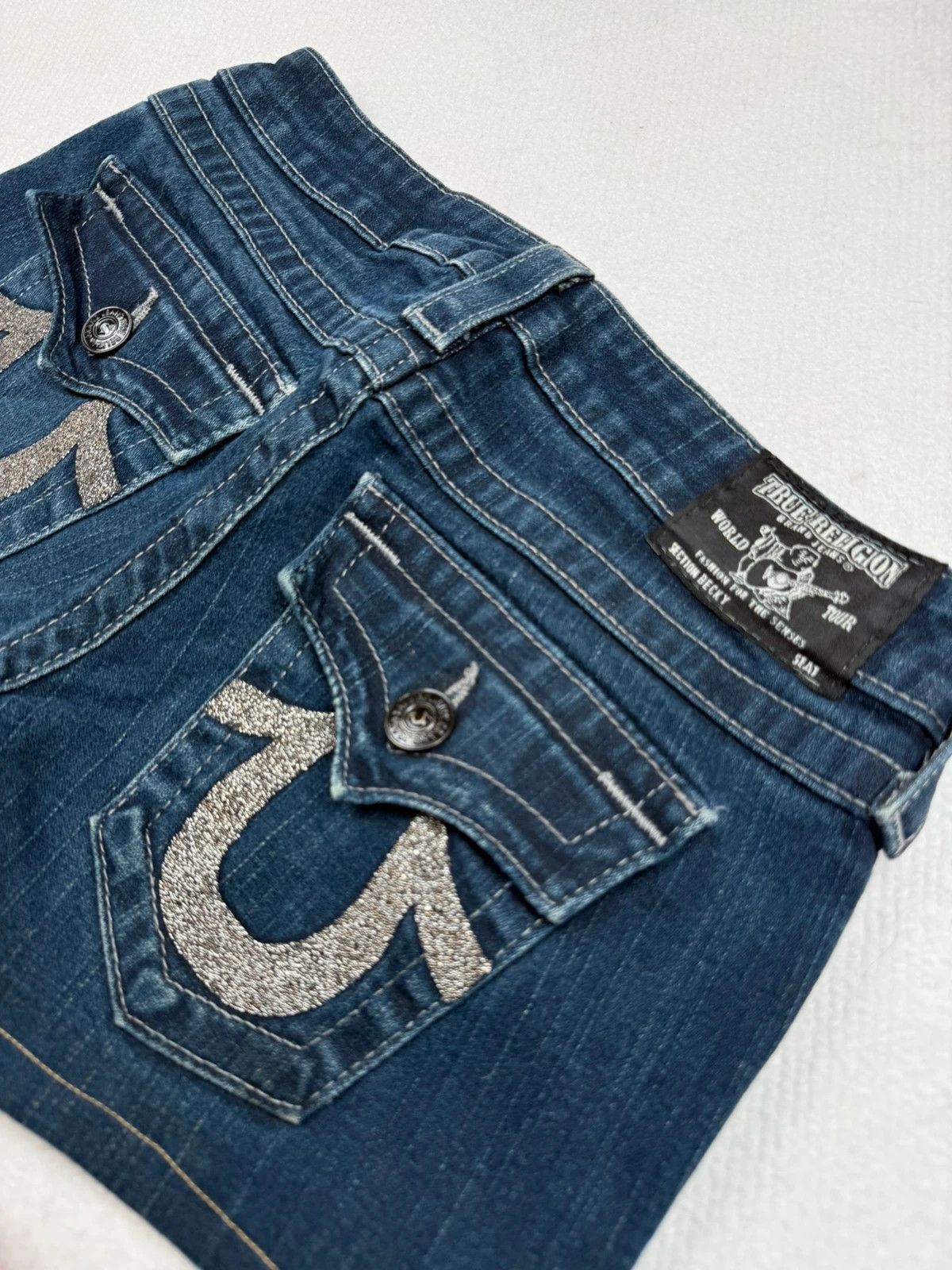True Religion True Religion Low Waist Hot Pants Micro Shorts 2000s Y2 Size 27" / US 4 / IT 40 - 2 Thumbnail