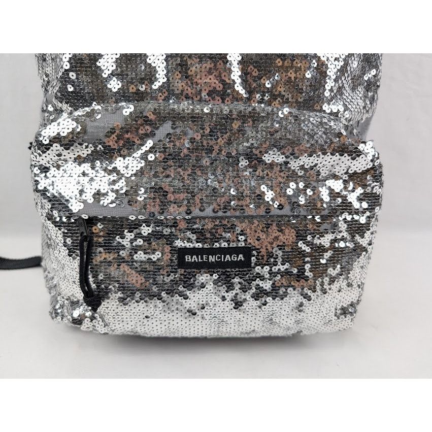 Balenciaga o1rshd1 Size: OS/Sequin Embroidered Nylon EX Backpack Silver Size ONE SIZE - 4 Thumbnail