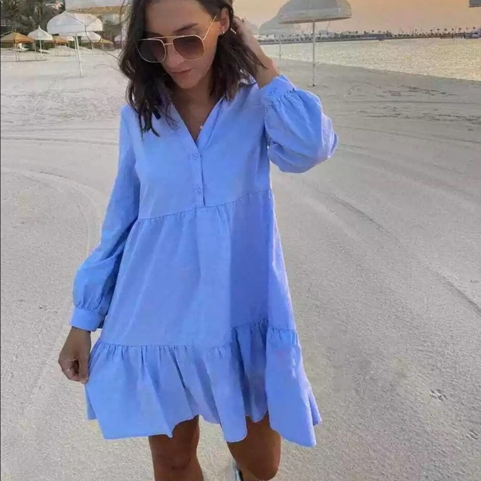 Zara ZARA MINI SHIRT DRESS Size L / US 10 / IT 46 - 1 Thumbnail