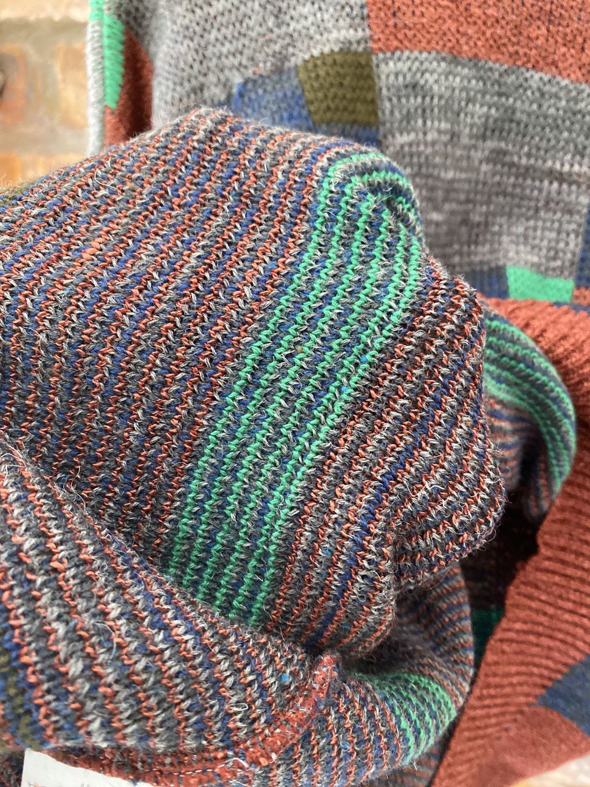 Yoshiyuki Konishi 1980s FICCE patchwork wool knit Size US M / EU 48-50 / 2 - 12 Thumbnail
