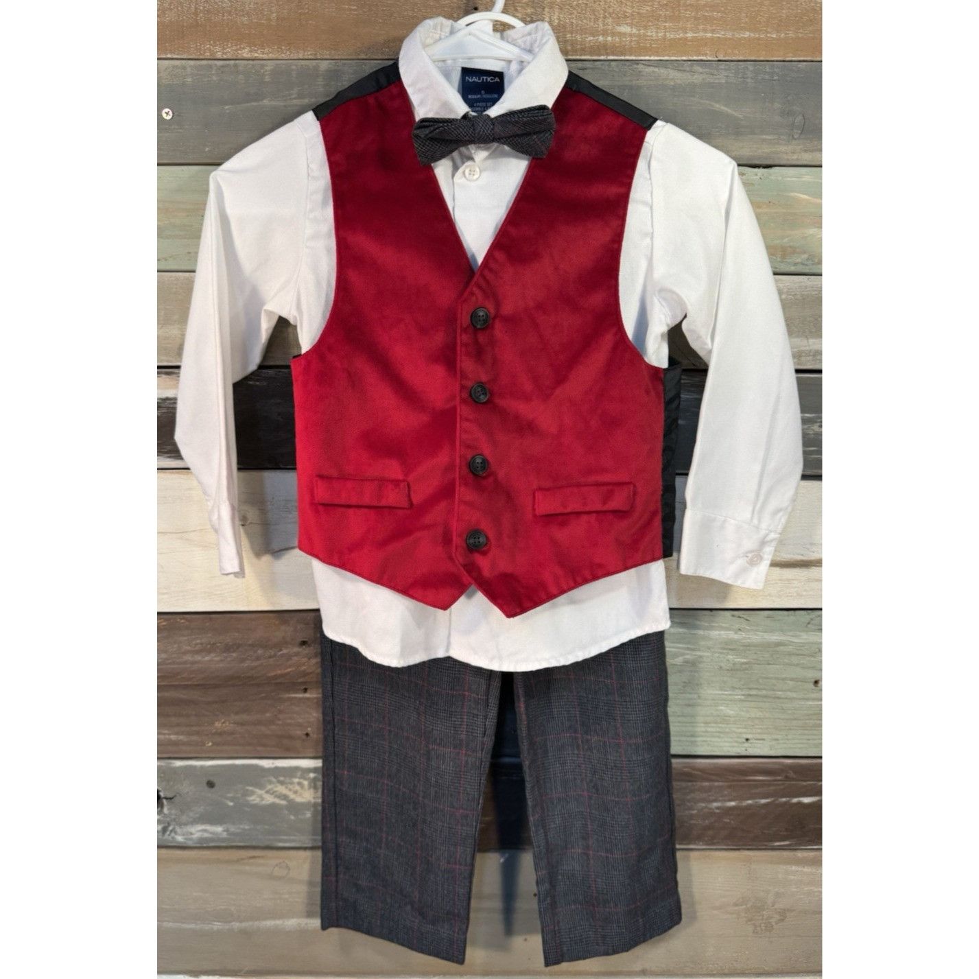 Nautica NAUTICA Boys Long Sleeve 4 Pc White, Red & Gray Dress Pant S Size US XS / EU 42 / 0 - 1 Thumbnail
