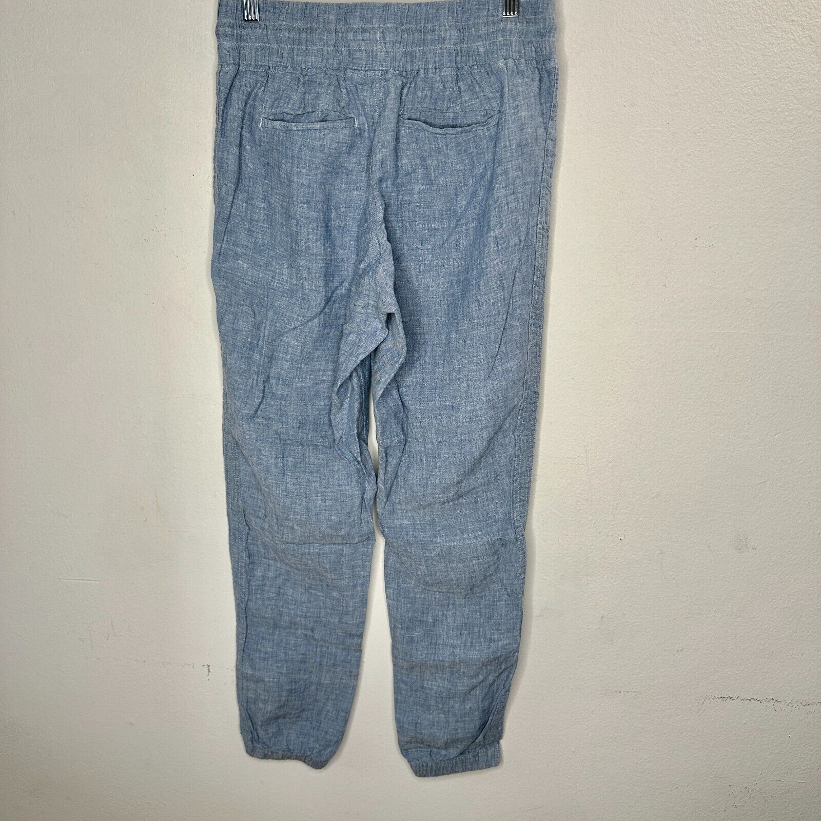 Athleta Athleta Chambray Cabo Linen Jogger Tie Waist Front Zip 4 Size 27" / US 4 / IT 40 - 6 Thumbnail