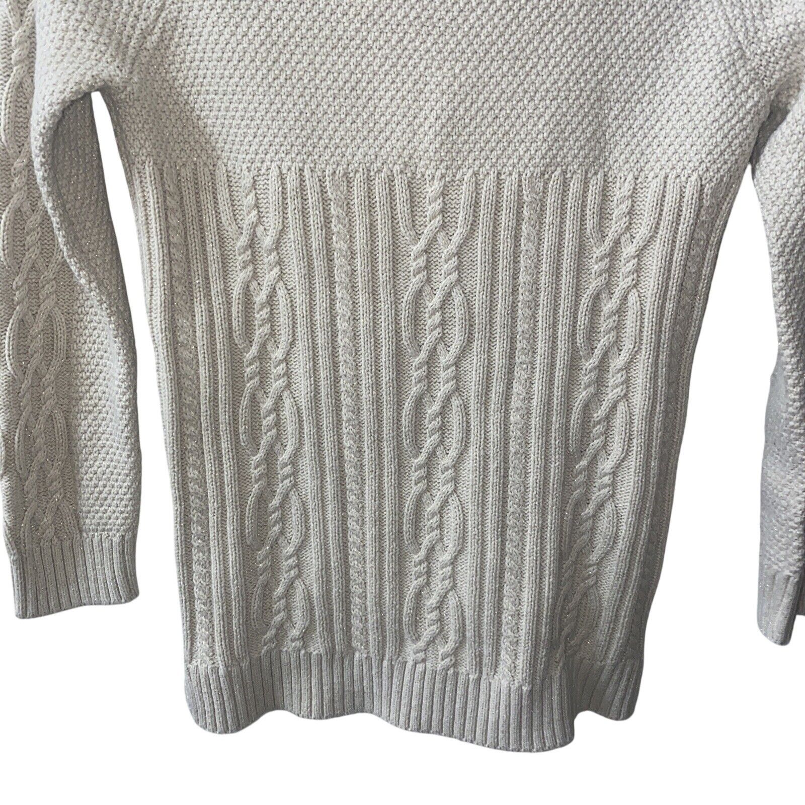 Tommy Bahama Tommy Bahama Girls Sweater Beige Glitter Cable Knit 10/12 Size XL / US 12-14 / IT 48-50 - 4 Thumbnail