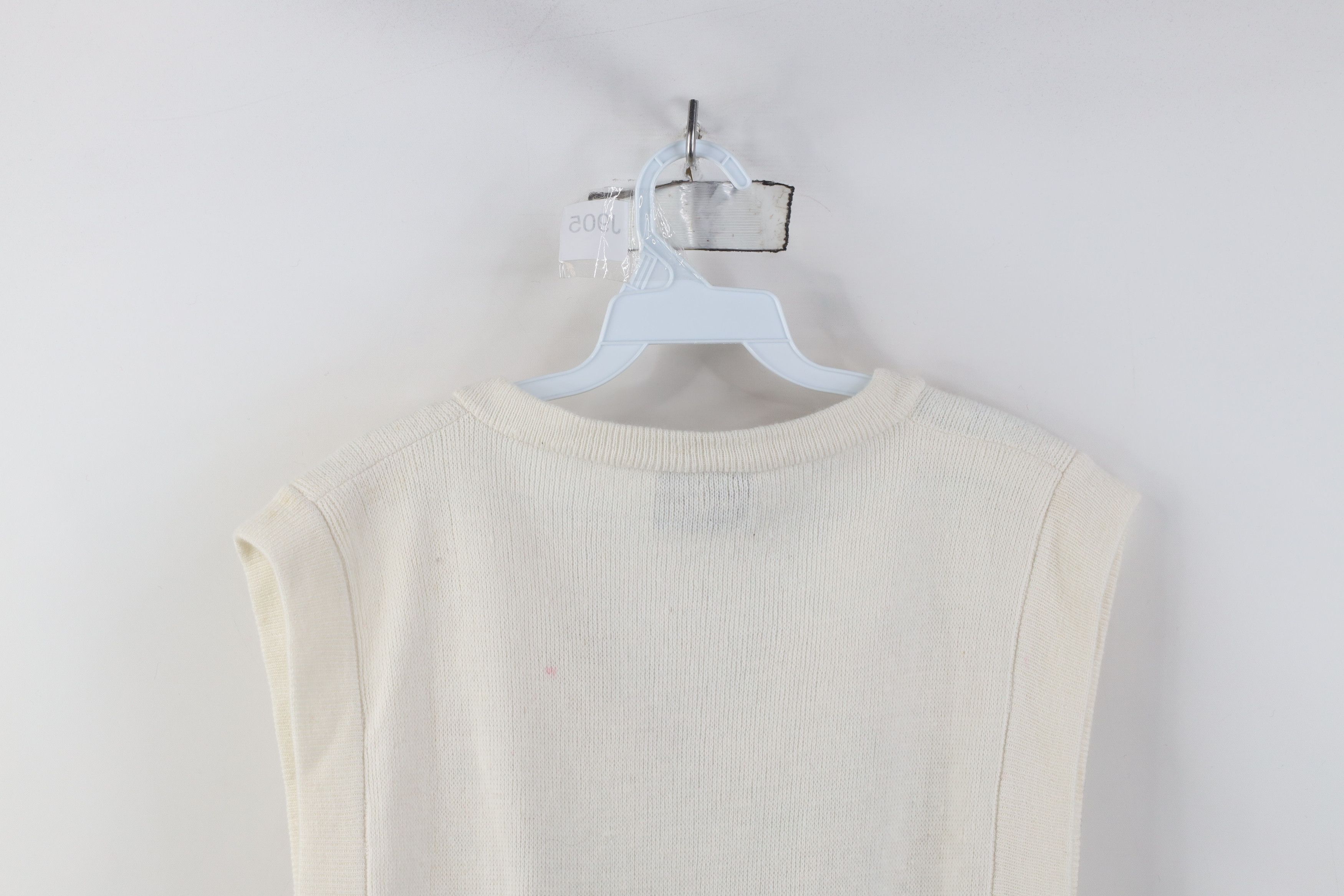 Vintage Vintage 70s Streetwear Flower Knit Sweater Vest White Size M / US 6-8 / IT 42-44 - 12 Thumbnail