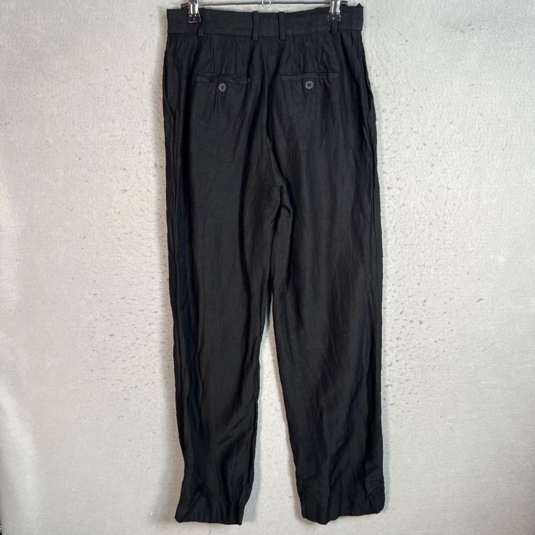 Vintage Babaton Womens Pants Size 4 Black Linen Blend High-Waisted Straight Leg Adult Womens 4 Dress Pants Mens Womens Girls Size 27" / US 4 / IT 40 - 2 Thumbnail