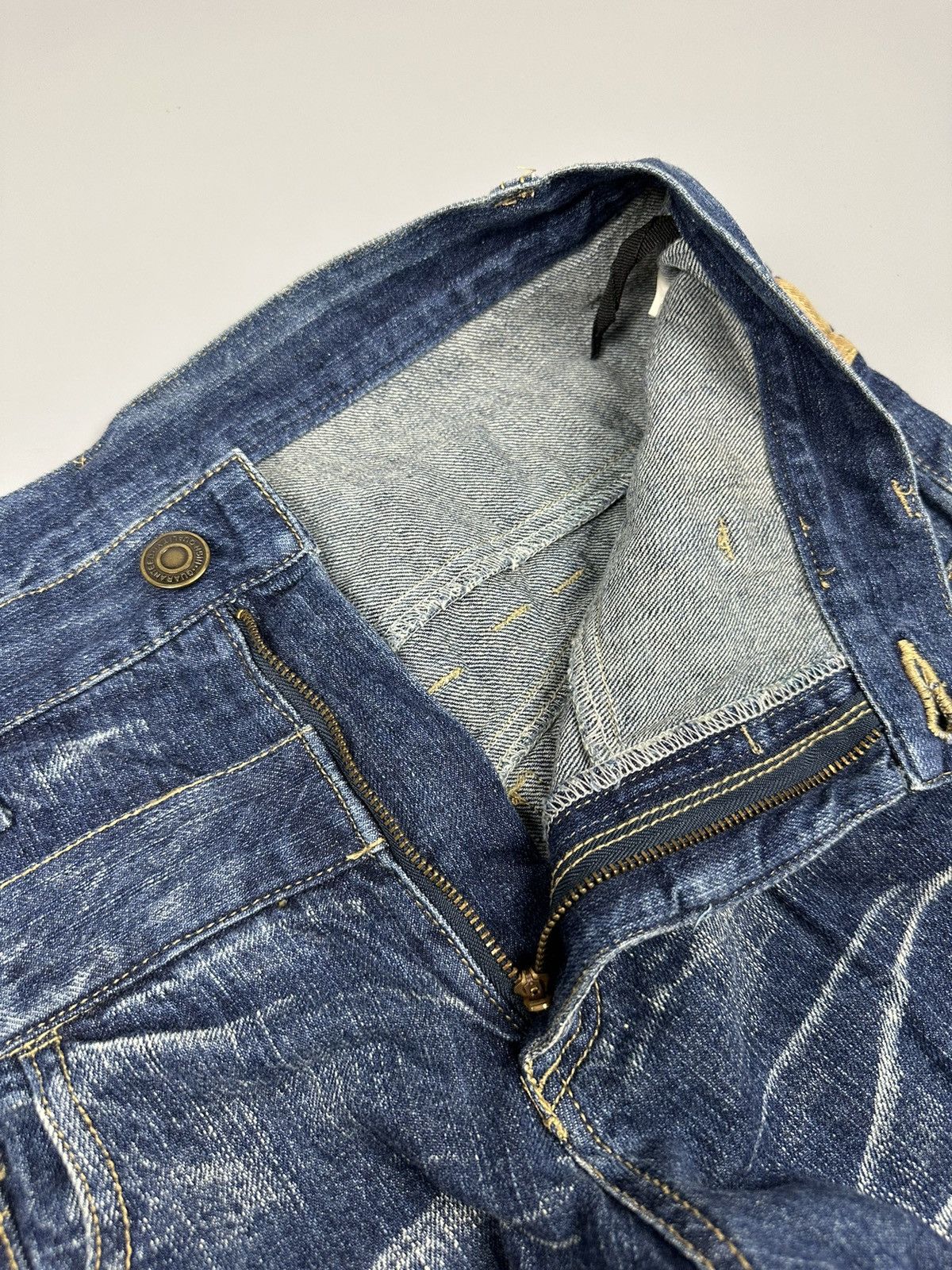 If Six Was Nine × Le Grande Bleu (L.G.B.) Japanese Double Waist Whiskered Denim Size US 31 - 9 Thumbnail