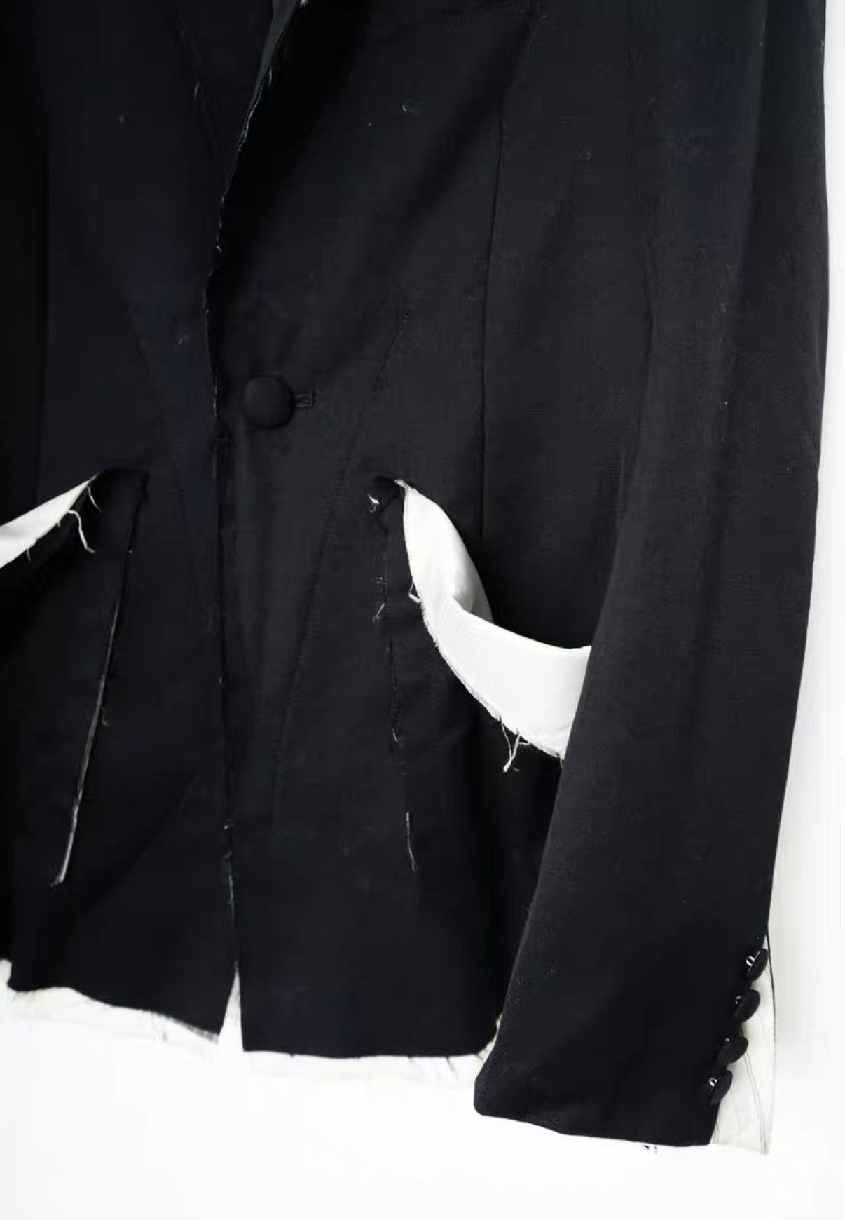 Sulvam Sulvam Cut-Out Distressed Double Layer Wool Blazer Jacket Size US S / EU 44-46 / 1 - 6 Thumbnail