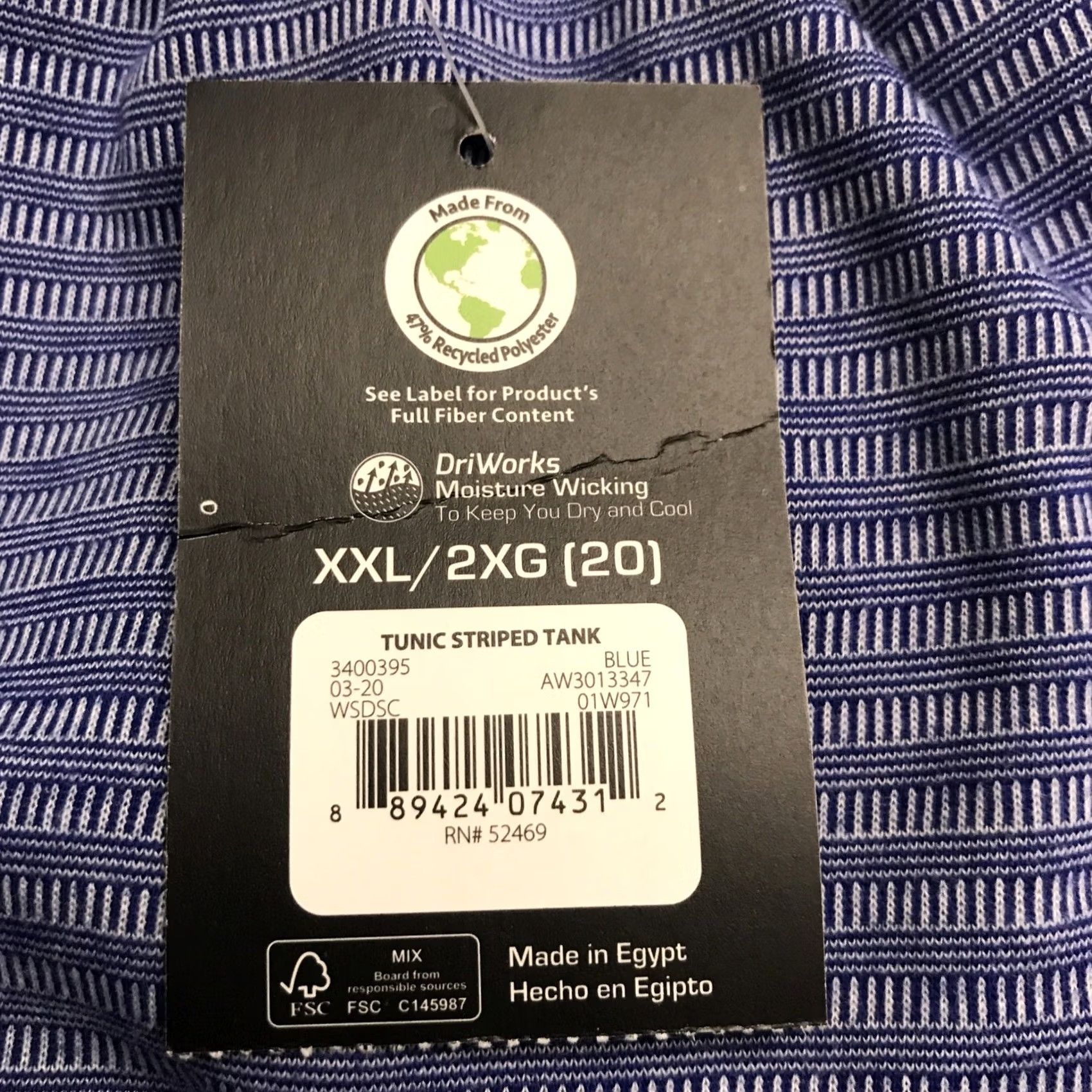 Athletic Works XXL Athletic Works Women's Dri-Works Tank Top Striped Blue NWT 2XL Activewear Tank Women Plus Size Size XXL / US 16-18 / IT 52-54 - 6 Thumbnail