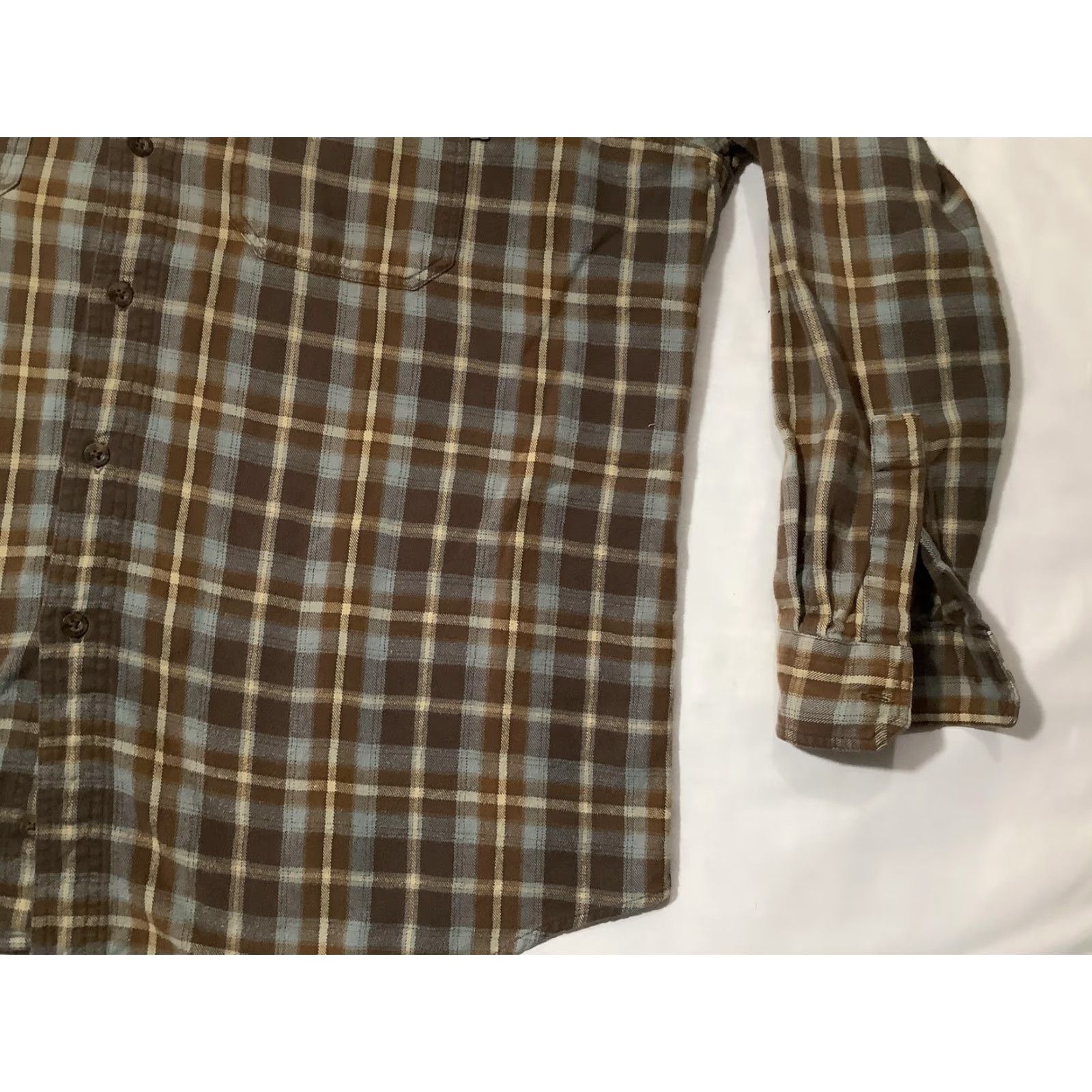 Vintage Woolrich Shirt Mens Large Brown Blue Plaid Flannel Button Down Long Sleeve Size US XL / EU 56 / 4 - 3 Thumbnail