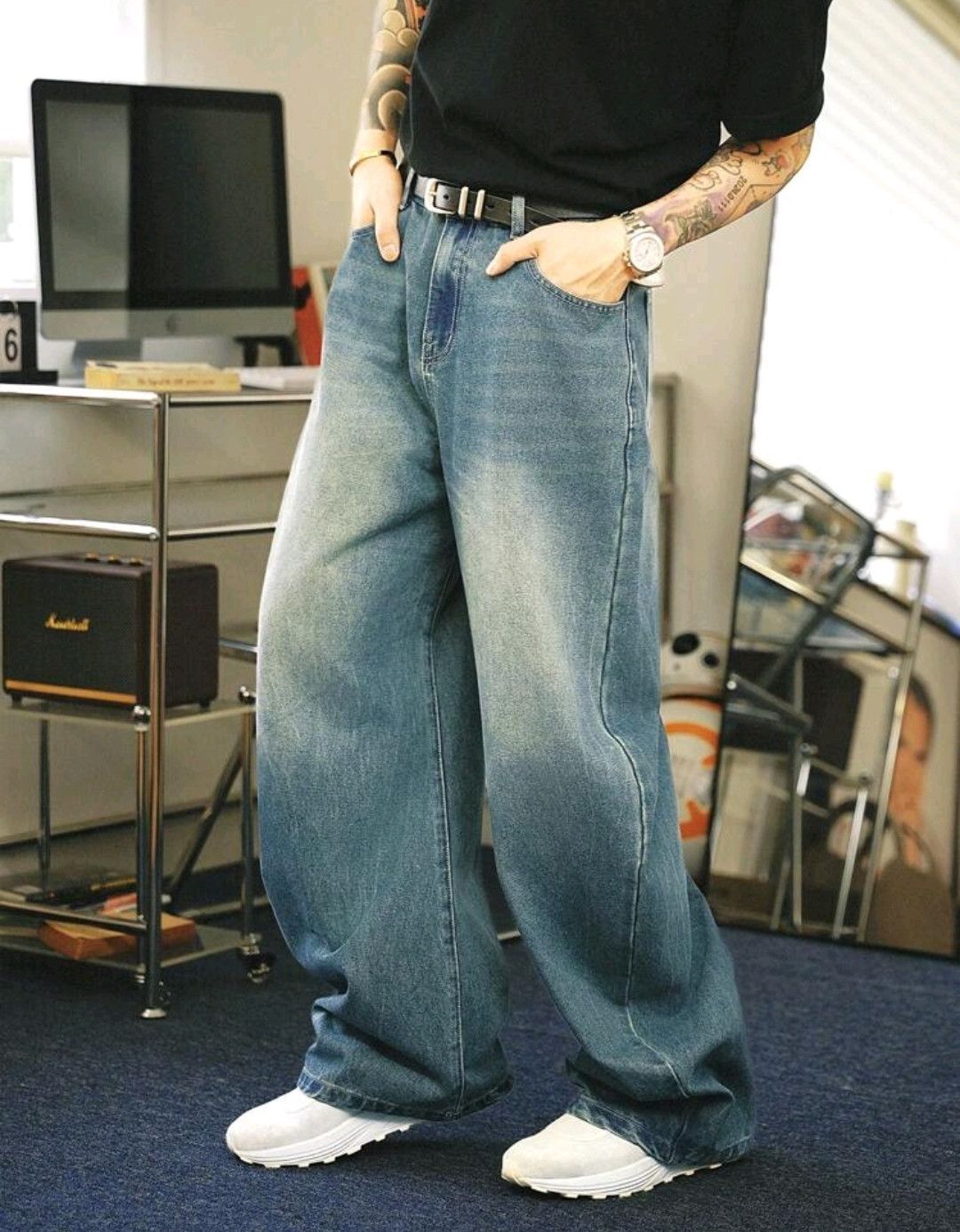 Jean × Vintage Y2K Vintage Style Men's Washed Loose Wide Leg Baggy Jean Size US 30 / EU 46 - 3 Thumbnail