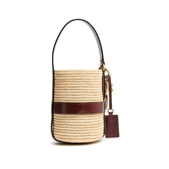 Chloe Chloe Kerala 25 Dark Ebony Raffia-Effect Leather Bucket Bag Size ONE SIZE - 3 Thumbnail