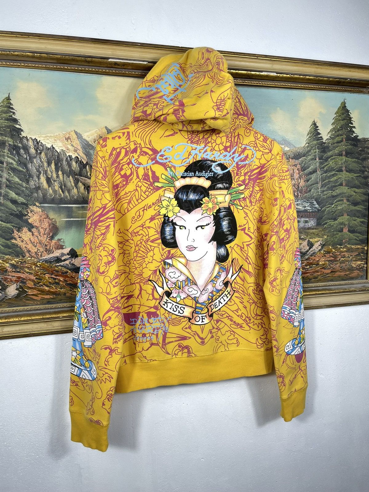 Christian Audigier Ed Hardy Retro 00s Hoodie With Crystals Affliction Grunge Size M / US 6-8 / IT 42-44 - 9 Thumbnail
