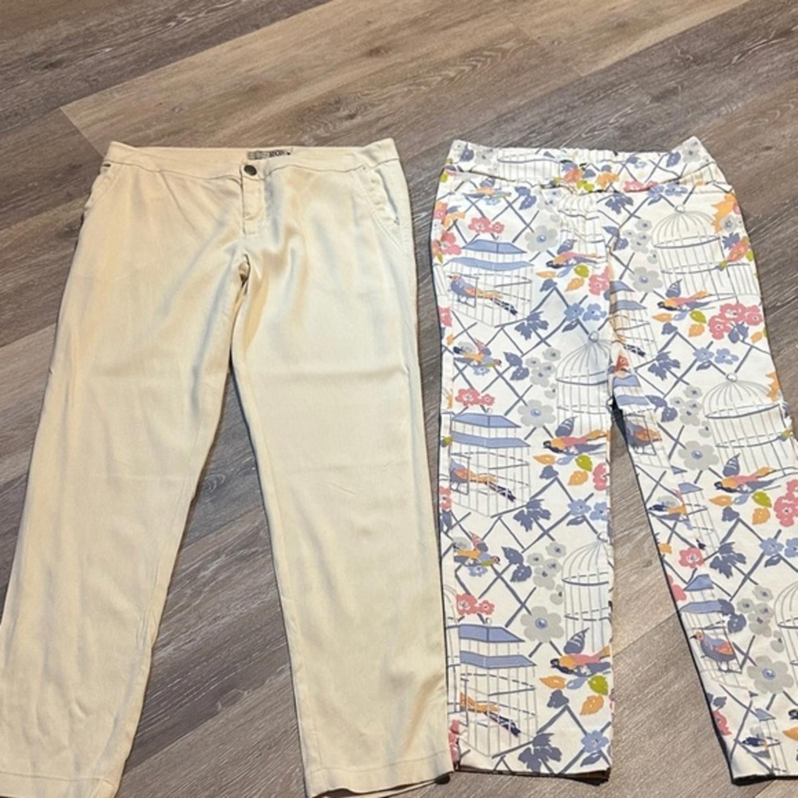 Other Spartina 449 Go Silk Pants 4 Cream Ankle Straight Leg Size 27" / US 4 / IT 40 - 2 Thumbnail