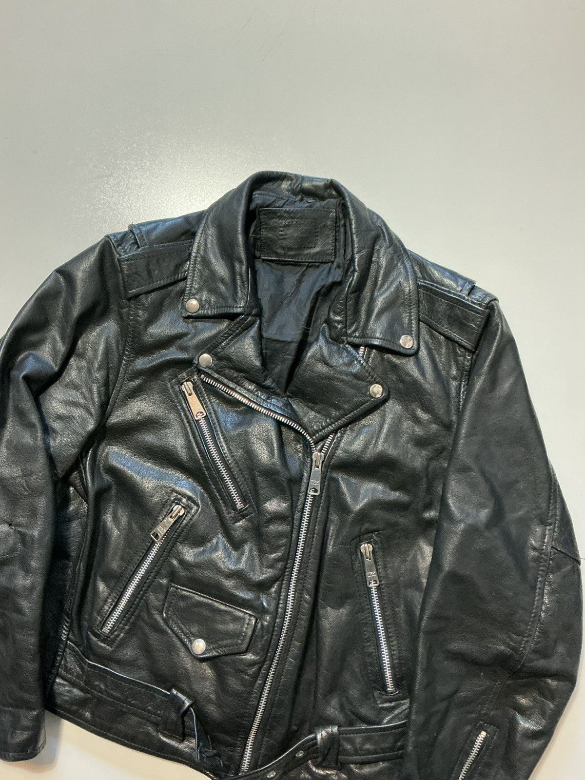 Vintage Vintage Echtes Leder Leather Motorcycle Punk Biker Jacket Size US S / EU 44-46 / 1 - 6 Thumbnail