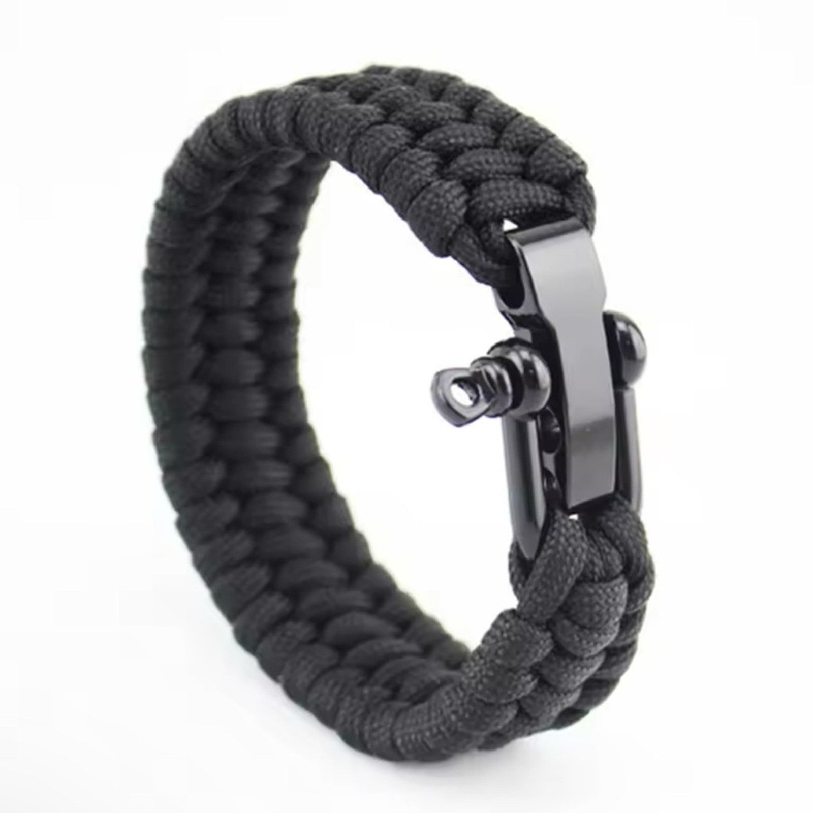 Other Outdoor Camping Paracord Braided Rope Bracelet Black 8” Size ONE SIZE - 1 Thumbnail