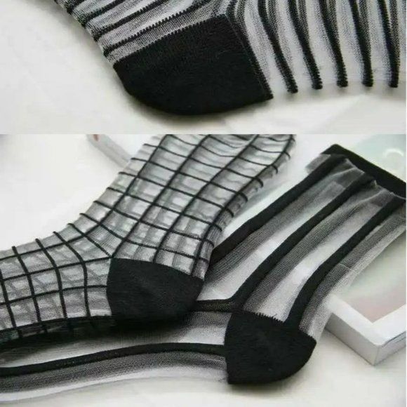 Other ⭐Women Silky Socks 5 Pairs Transparent Elastic Mesh Multi d Size ONE SIZE - 5 Thumbnail
