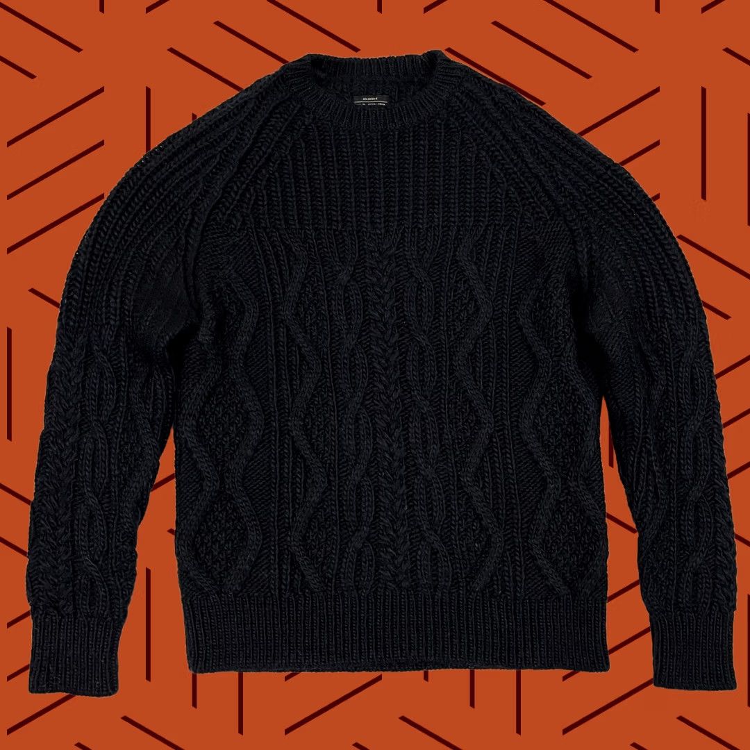 Allsaints AllSaints Tenet Crew Sweater Mens S Navy Blue Wool Alpaca Fisherman Cable Knit Size US S / EU 44-46 / 1 - 1 Thumbnail