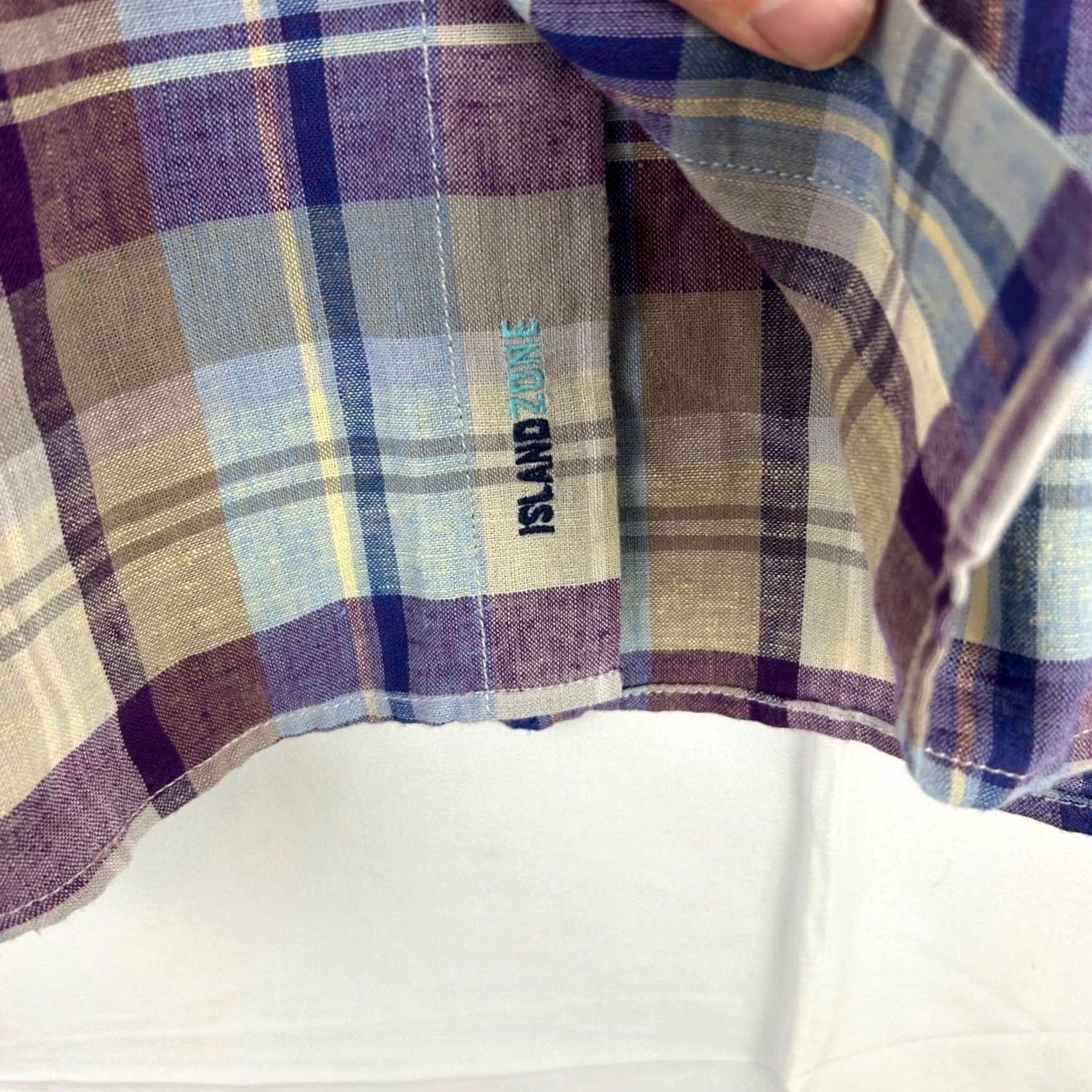 Tommy Bahama Tommy Bahama Island Zone Linen Blend Plaid Short Sleeve Shirt Mens Large Purple Multicolor Casual Beach Vacation Lightweight Breathable Size US L / EU 52-54 / 3 - 4 Thumbnail