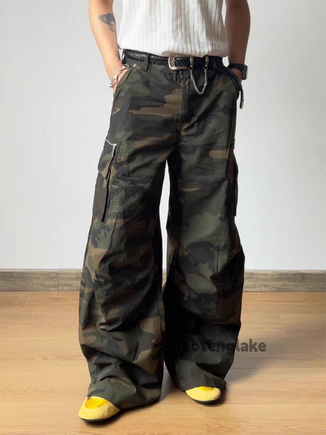 Vintage xz utility loose baggy skate hiphop flared cargo camo pants Size US 30 / EU 46 - 9 Thumbnail