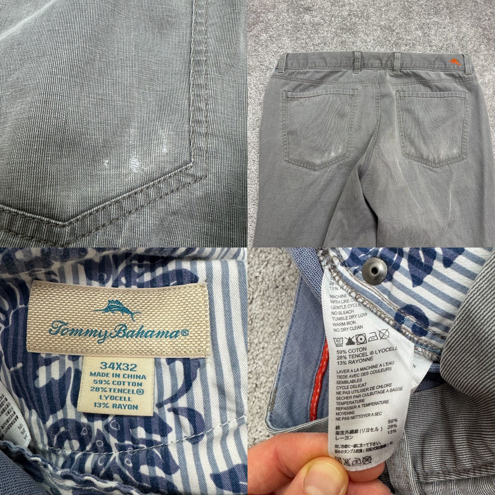 Tommy Bahama Tommy Bahama Boracay 5-Pocket Pants Mens 34x32 Gray Straight Leg Casual Classic Size US 34 / EU 50 - 8 Thumbnail