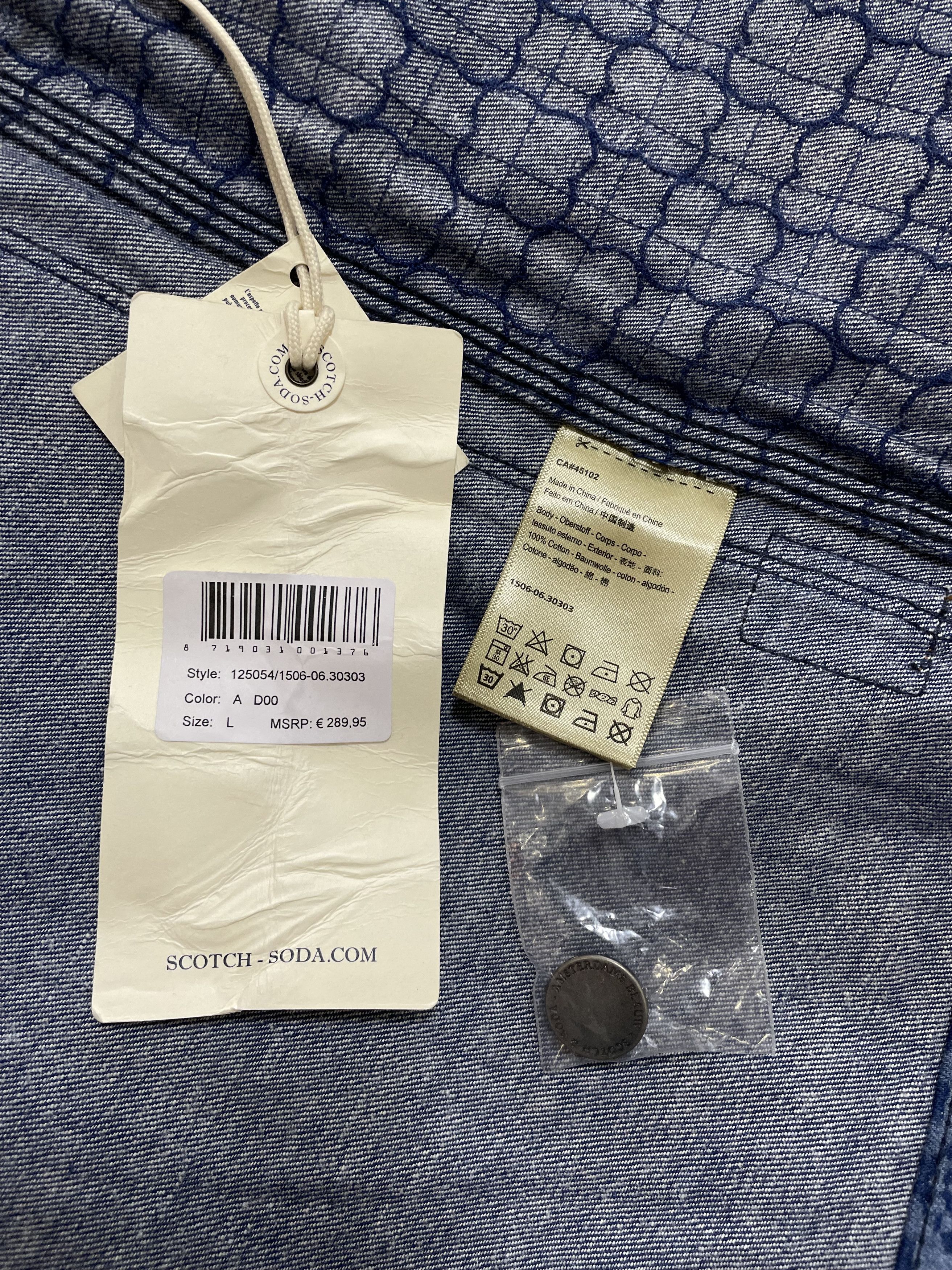 Scotch & Soda SCOTCH & SODA Ams Radio Blauw Denim Jacket Mr. Blue Printed Size US L / EU 52-54 / 3 - 13 Thumbnail