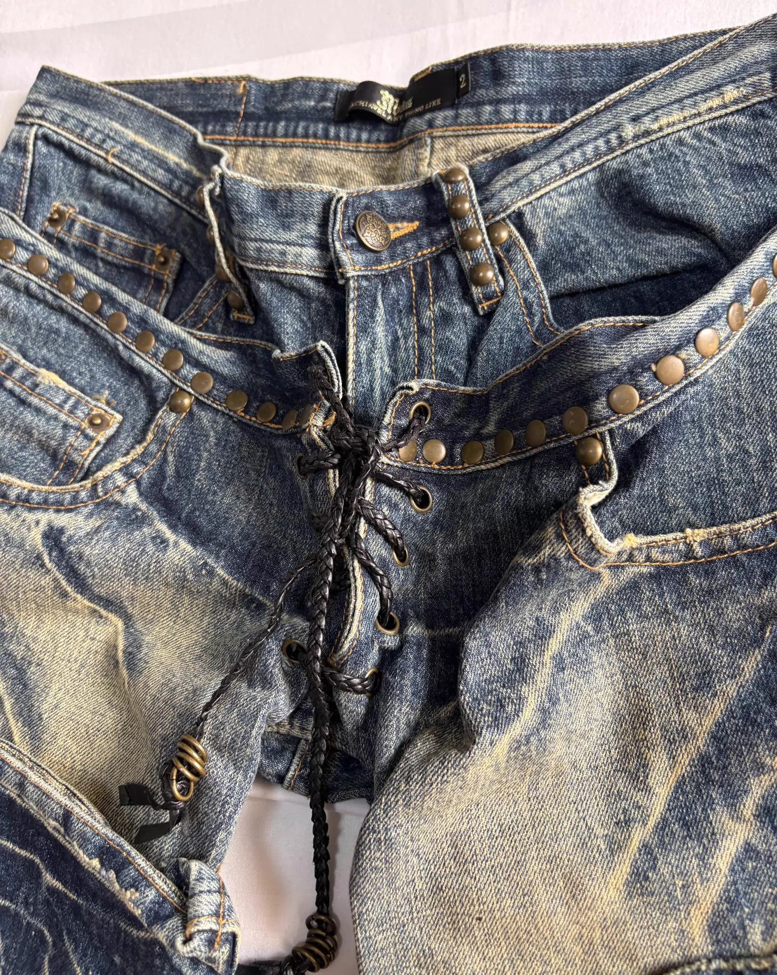 Other Midas Vintage Japanese Double Waist Rivet Fringe Jeans Size US 28 / EU 44 - 4 Thumbnail