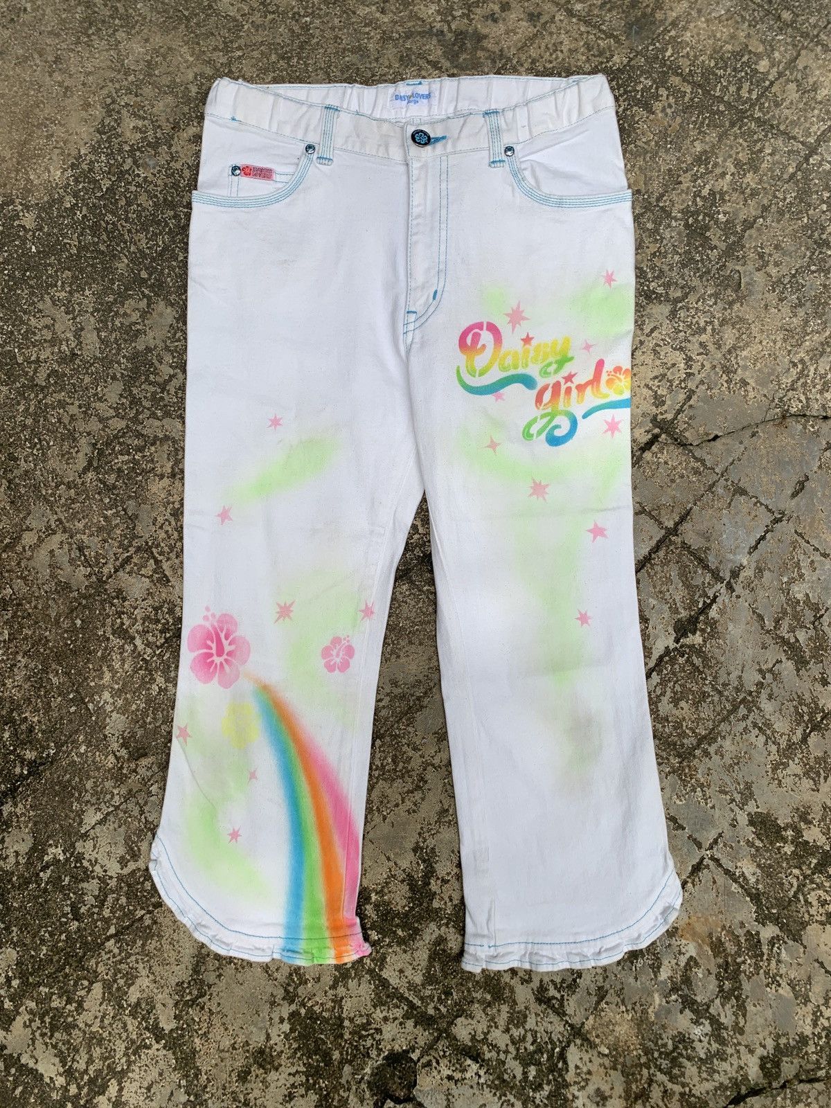 Angel Blue × Hysteric Glamour × Japanese Brand 2000s Daisy Lovers Japan Rainbow Fruits Capri Pants Size 25" / US 0 / IT 36 - 1 Thumbnail