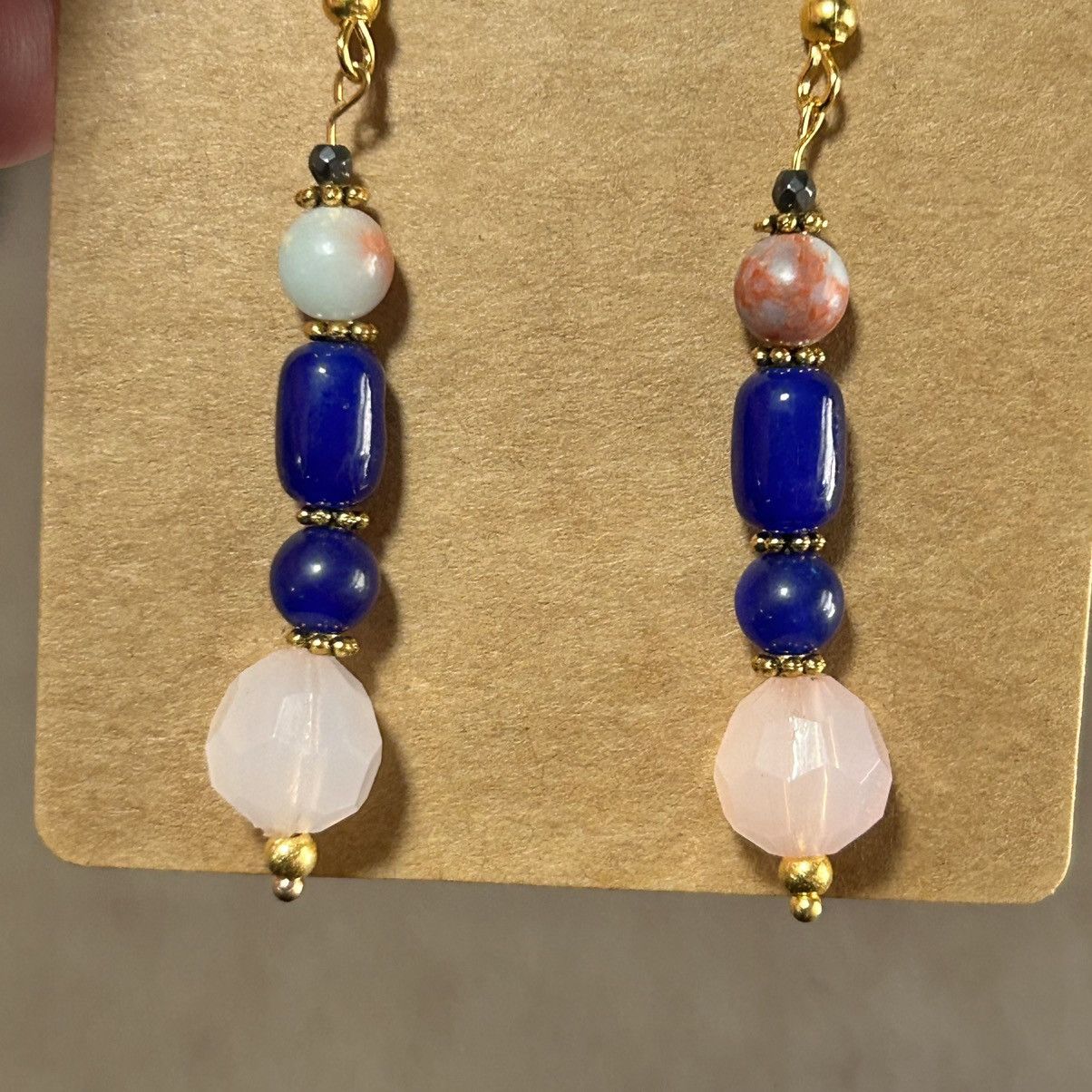 Handmade Handcrafted vintage bead cat eye glass earrings Size ONE SIZE - 3 Thumbnail