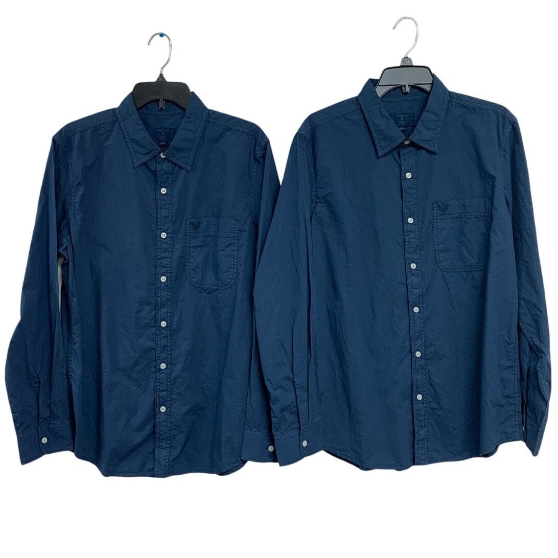 American Eagle Outfitters 2 New American Eagle Mens Large Button Up Collared Shirts Size US L / EU 52-54 / 3 - 1 Thumbnail