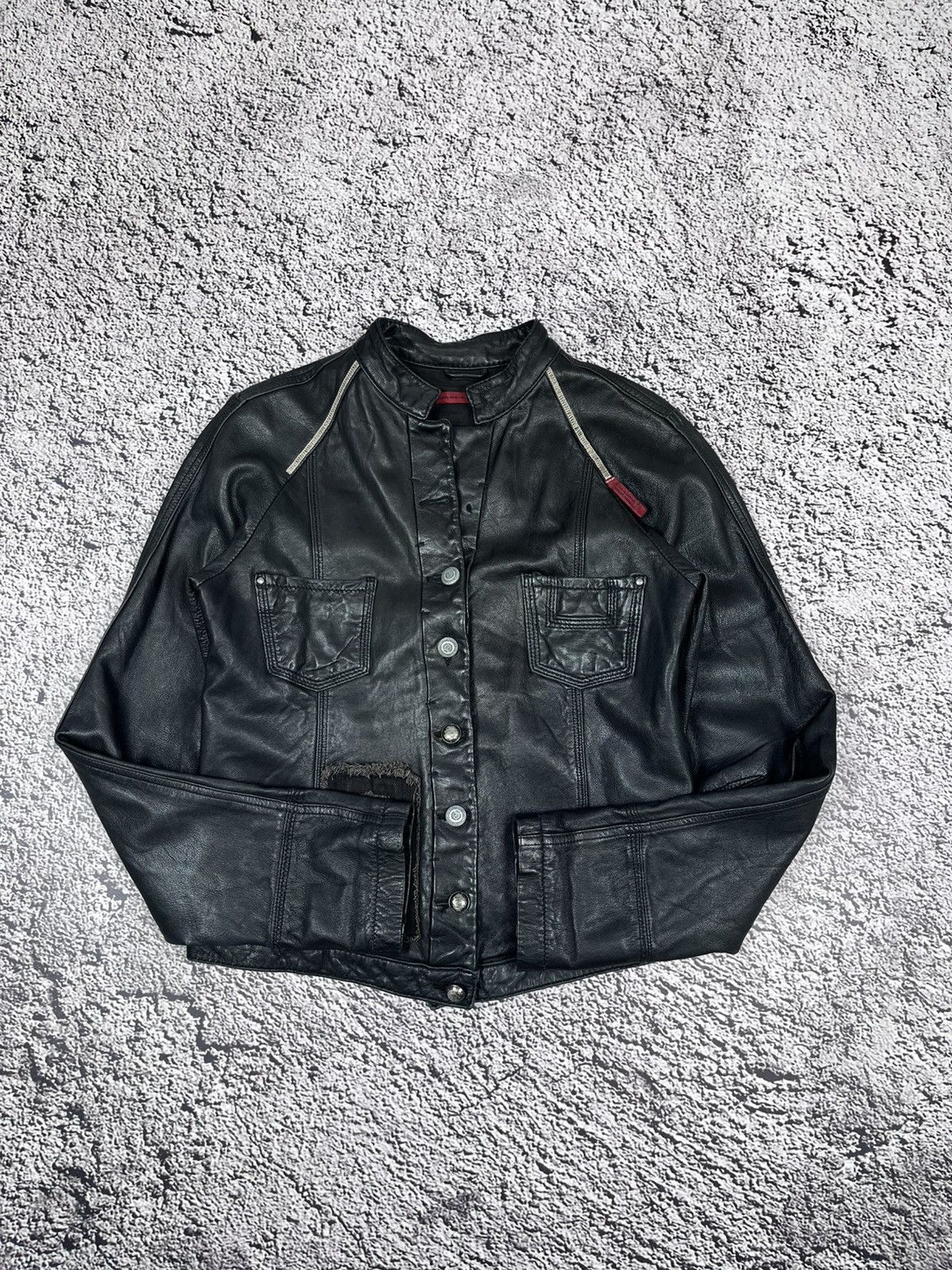 Marithe + Francois Girbaud MARITHE FRANÇOIS GIRBAUD Avant Garde Cropped Leather Jacket Size S / US 4 / IT 40 - 3 Thumbnail