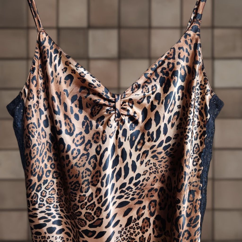Vintage Morgan Taylor Intimates Womens Satin Leopard Print Slip Dress M-Size Size M / US 6-8 / IT 42-44 - 1 Thumbnail