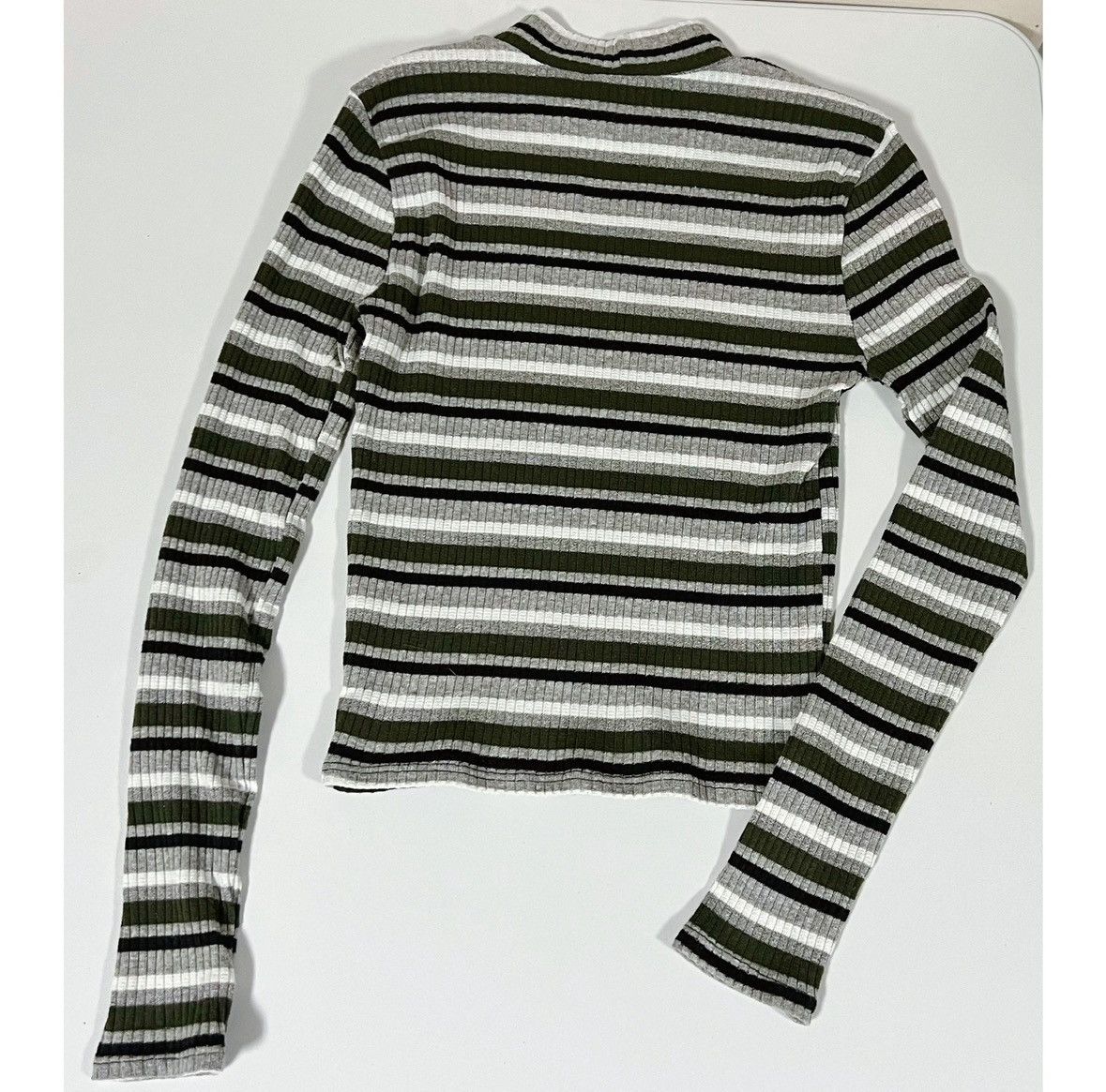 Vintage Olive Striped Long Sleeve Turtleneck Shirt Top Blouse Size S Size S / US 4 / IT 40 - 4 Thumbnail