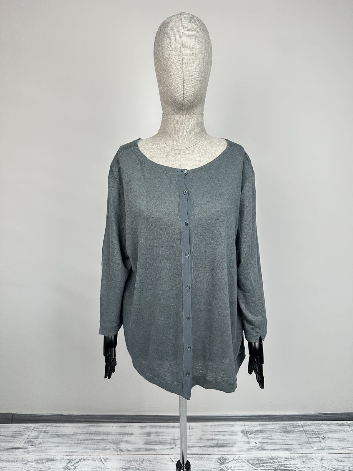 Transit TRANSIT PAR SUCH Linen Blend Gray Cardigan 3/4 Sleeve Top Size XL / US 12-14 / IT 48-50 - 1 Thumbnail