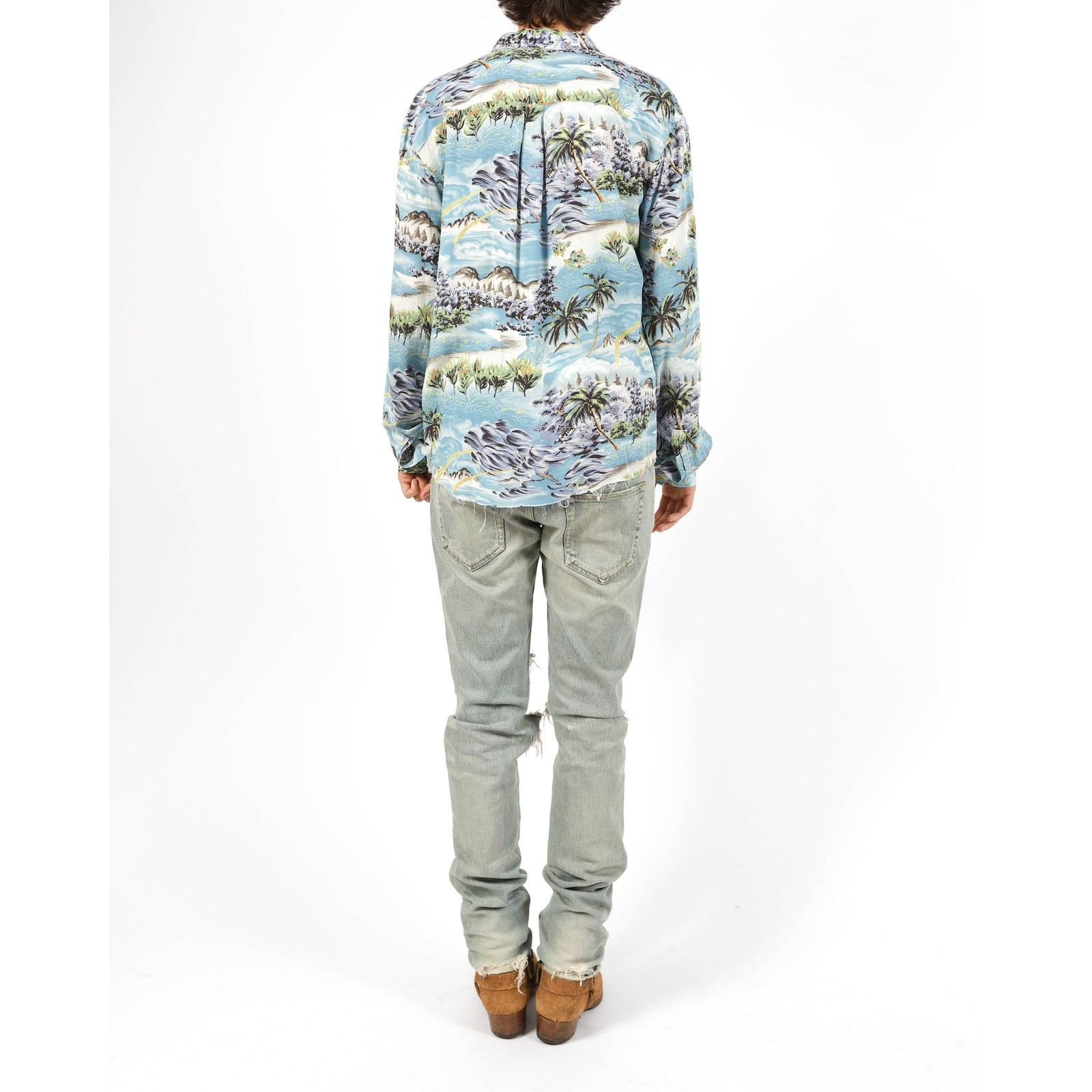Saint Laurent Paris SS16 Raw Hem Hawai Shirt in Printed Viscose Size US M / EU 48-50 / 2 - 5 Thumbnail