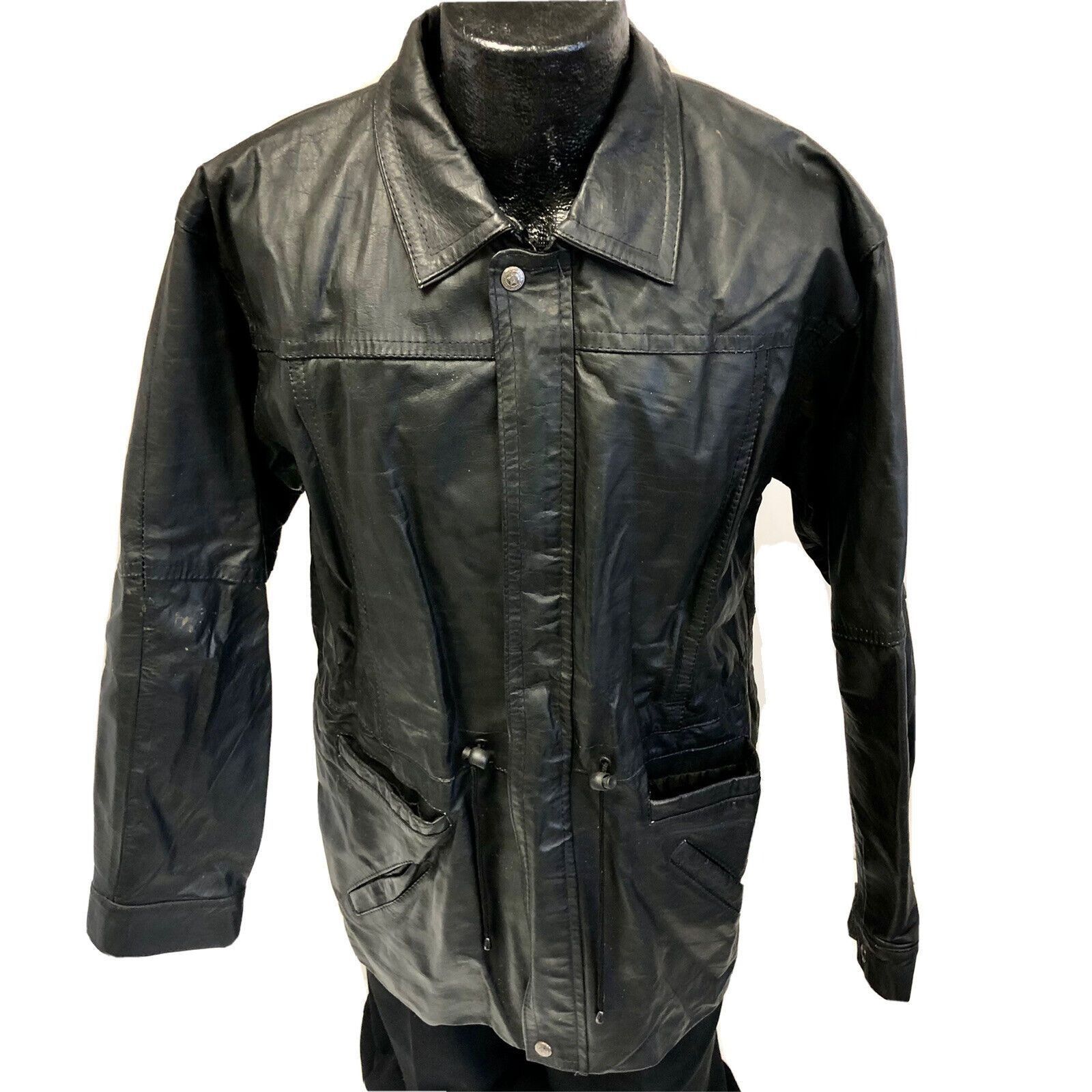 Other Vtg BLACK Leather BARNSTORMER Coat 4 Pocket PILOT jacket Size US L / EU 52-54 / 3 - 1 Thumbnail