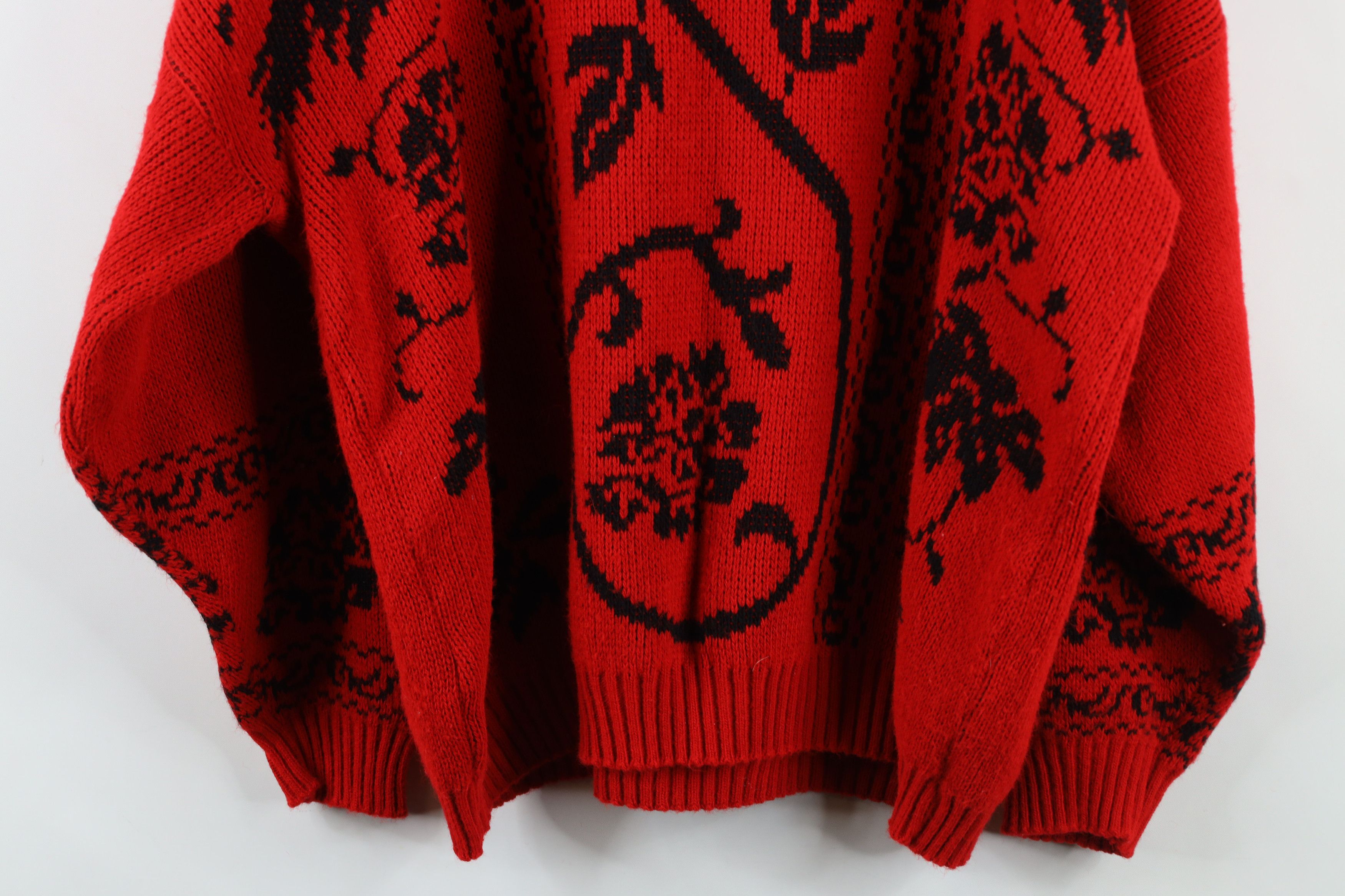 Vintage Vintage 90s Streetwear Flower Paisley Knit Sweater Red USA Size 3XL / US 20-22 - 10 Thumbnail