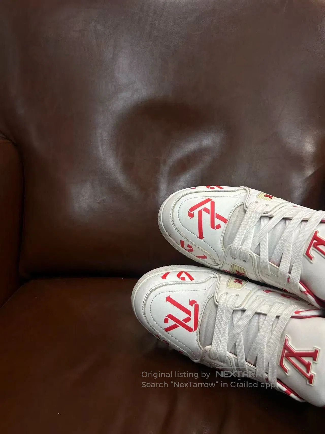 Louis Vuitton LV Trainer White Red Logo. Size US 6.5 / EU 39-40 - 4 Thumbnail