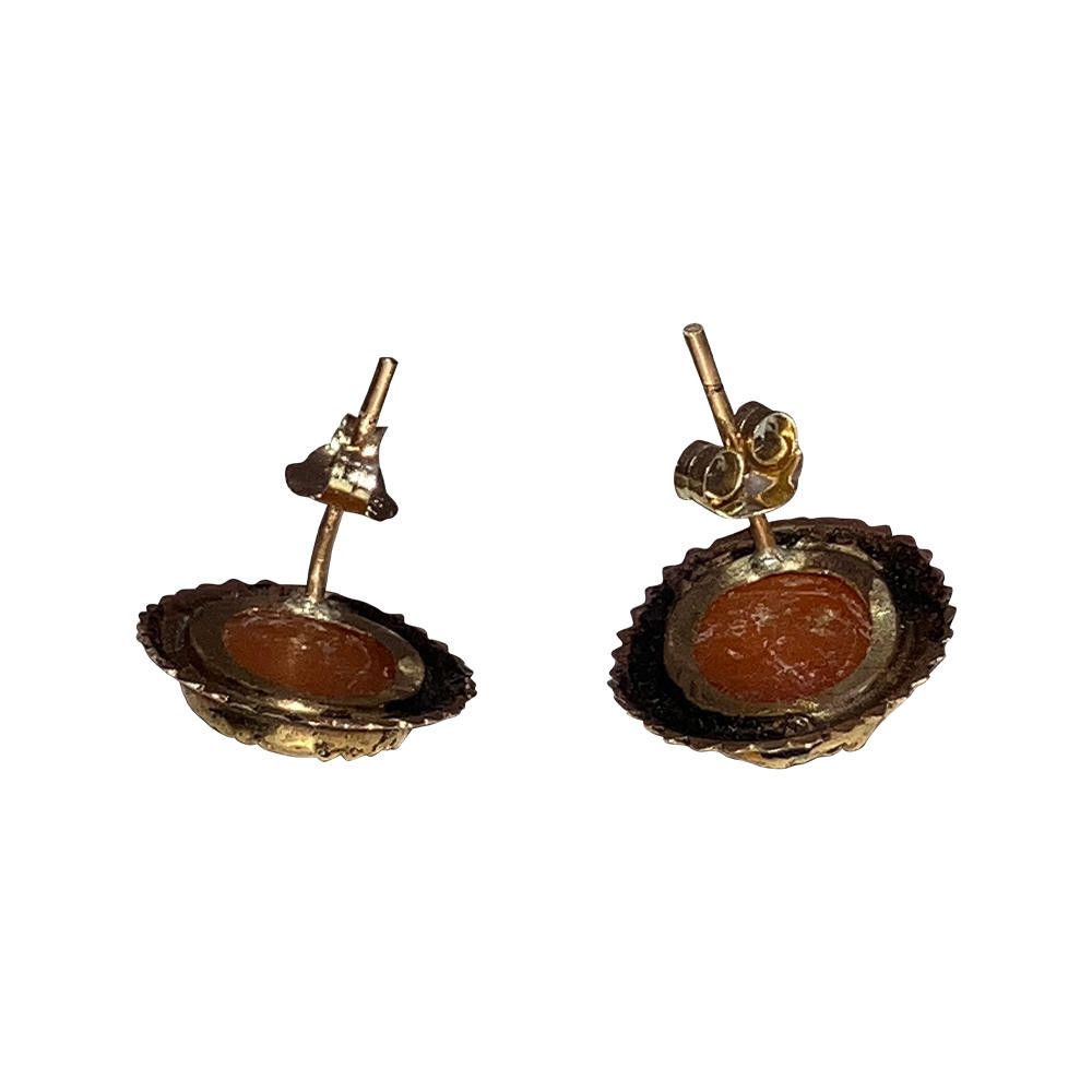 Designer 14 Kt Carnelian Shell Cameo Earrings Size ONE SIZE - 7 Thumbnail