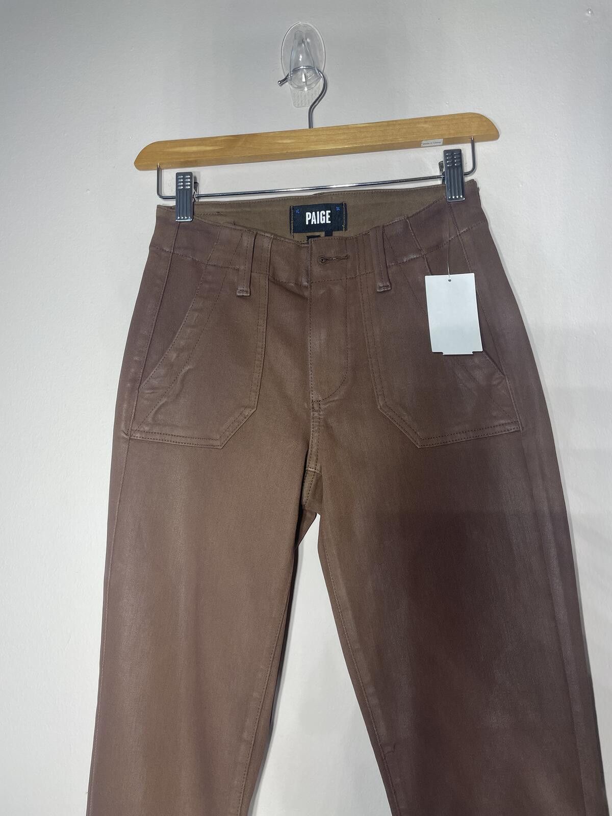 Paige PAIGE Mayslie Coated Jogger Pants Chicory Coffee streetwear Size 23" - 9 Thumbnail