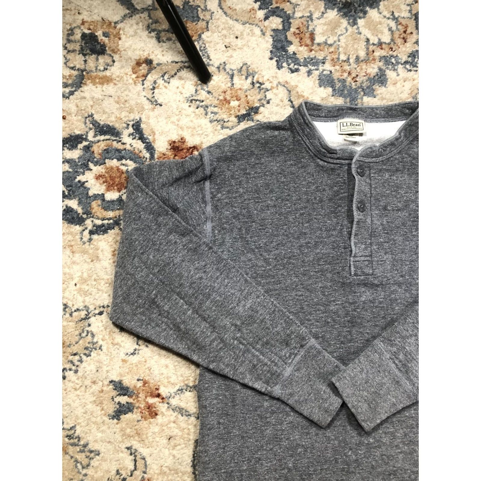 Vintage L.L.Bean Henley Shirt Mens Medium Gray Long Sleeve Thermal Tee Soft Knit Size US M / EU 48-50 / 2 - 3 Thumbnail