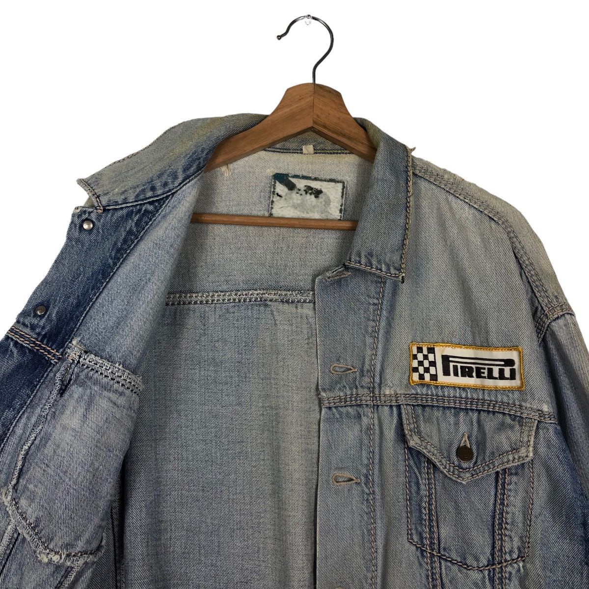 Japanese Brand 🔥Vintage Trucker Denim Jacket Racing Pirelli Italy Big Logo Size US M / EU 48-50 / 2 - 10 Thumbnail