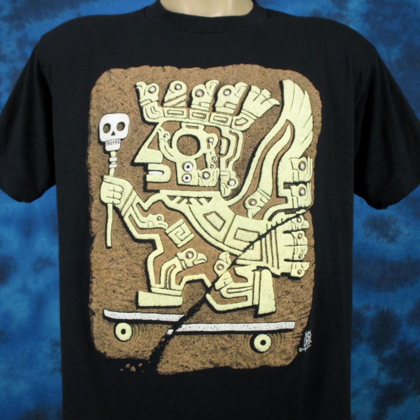 Vintage VINTAGE 80s SUN GOD VIRACOCHA INCA SKATEBOARD T-Shirt Black Screen Stars L/XL skate single stitch Men Size US L / EU 52-54 / 3 - 3 Thumbnail
