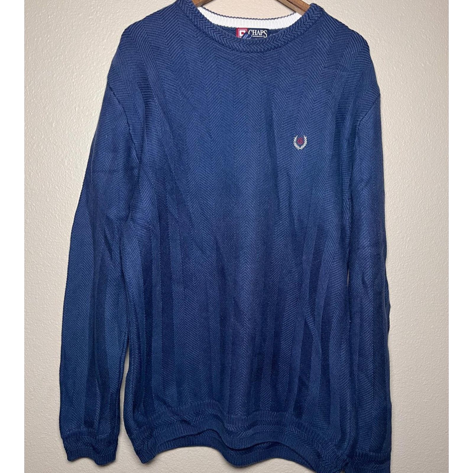 Chaps Ralph Lauren 🔵 Chaps Ralph Lauren 👕 Embroidered Crest Knit Sweater – L Size L / US 10 / IT 46 - 1 Thumbnail