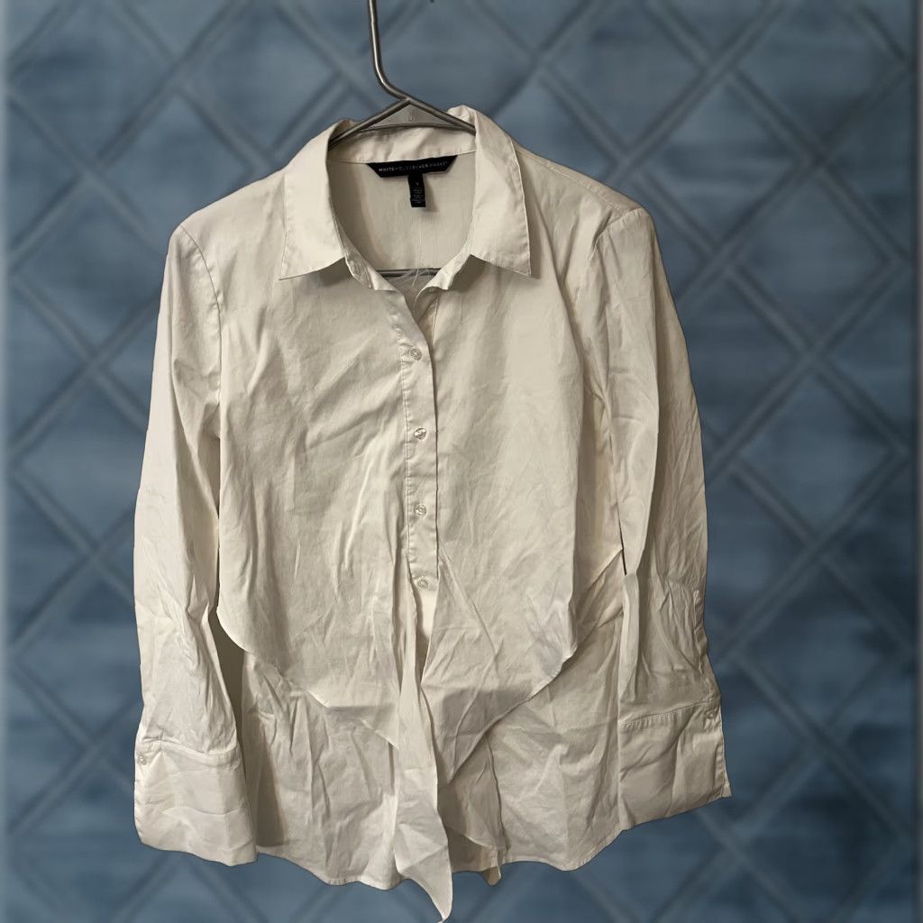 White House Black Market White House Black Market Button-Up Shirt Womens 4 White Long Sleeve Collared Workwear Size S / US 4 / IT 40 - 1 Thumbnail