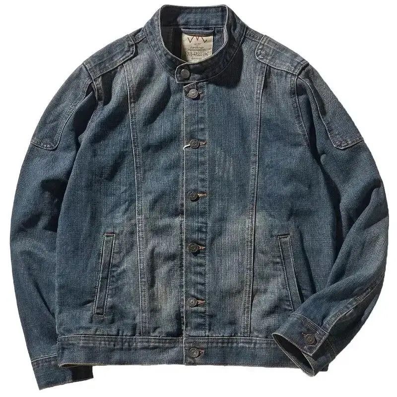 Japanese Brand × The Unbranded Brand Stand Collar Distressed Denim Jacket Size US L / EU 52-54 / 3 - 1 Thumbnail