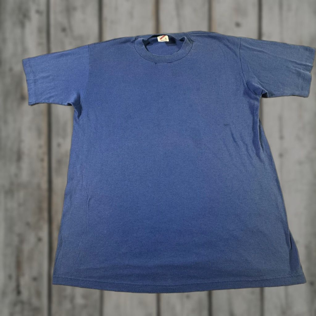 Jerzees VINTAGE Jerzees Shirt Mens L Blue Made USA Blank Single Stitch Tee 90s Size US L / EU 52-54 / 3 - 1 Thumbnail
