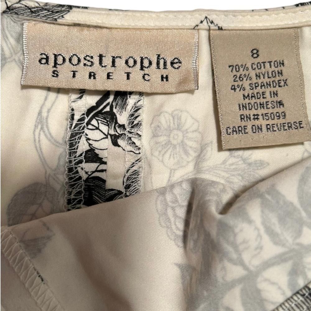 Designer Apostrophe l Beige & Black Floral Knee Length Skirt 8 Size 30" / US 8 / IT 44 - 6 Thumbnail
